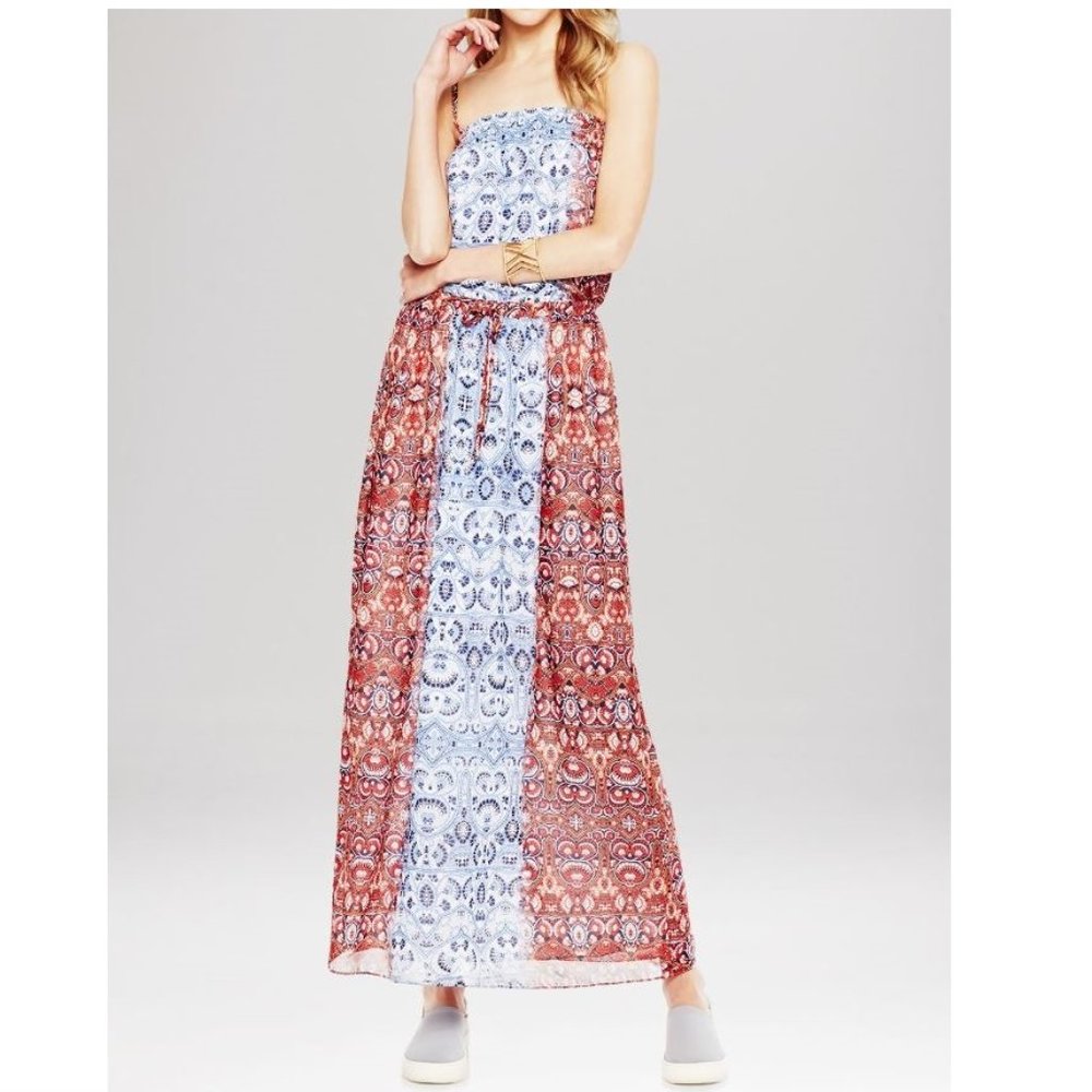 VINCE CAMUTO MOROCCAN TILE PAISLEY MAXI DRESS